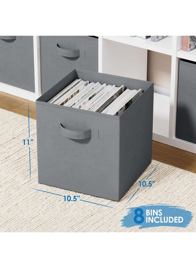 Royexe Fabric Storage Cubes for Cube Organizer - 8 Pack Heavy Duty Grey Storage Bins - 11 Inch Cube Storage Bin, Use As A Clothes Storage Box In Closet, Baskets For Shelves or Cubbies Storage Organizer - Image 2