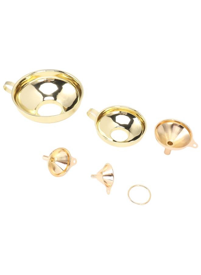 5 Pcs Funnel Set Stainless Steel Gold Plating Wide Mouth Narrow Rod Kitchen Funnel with Side Handle