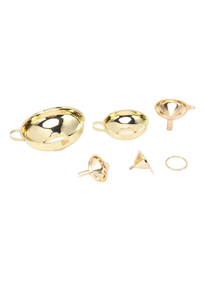 5 Pcs Funnel Set Stainless Steel Gold Plating Wide Mouth Narrow Rod Kitchen Funnel with Side Handle
