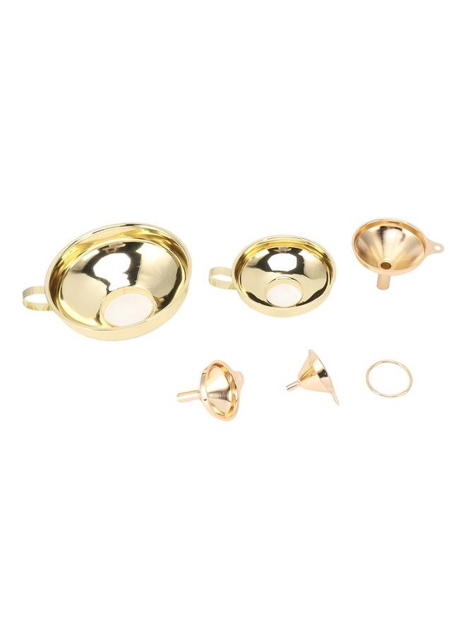 5 Pcs Funnel Set Stainless Steel Gold Plating Wide Mouth Narrow Rod Kitchen Funnel with Side Handle