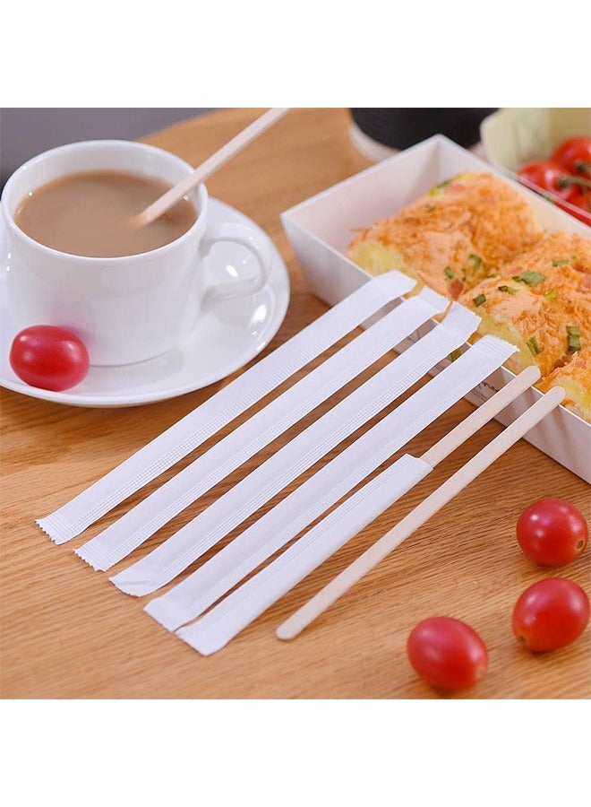 HS Wood Coffee Stir Sticks - Natural Wooden Collection Long Disposable Paper Wrapped Stirrings Tea Beverage Stirrers Individually Hot Drinks For Party BBQ Camping Resturant - 100PCS 140MM - Image 5