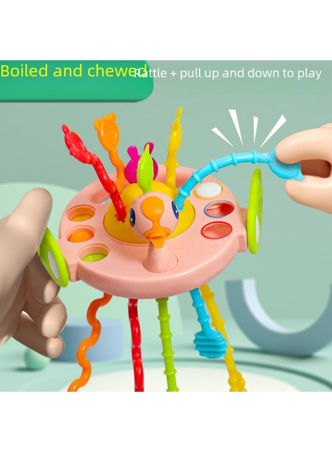 Astronaut Finger Pull Fun Press Baby Chewable Drawstring Early Education Baby Toy Hand Grab Ball Toy For Infants-Color:Rocket Pumping-【Green】】-Specifications:Gift Box - Image 4