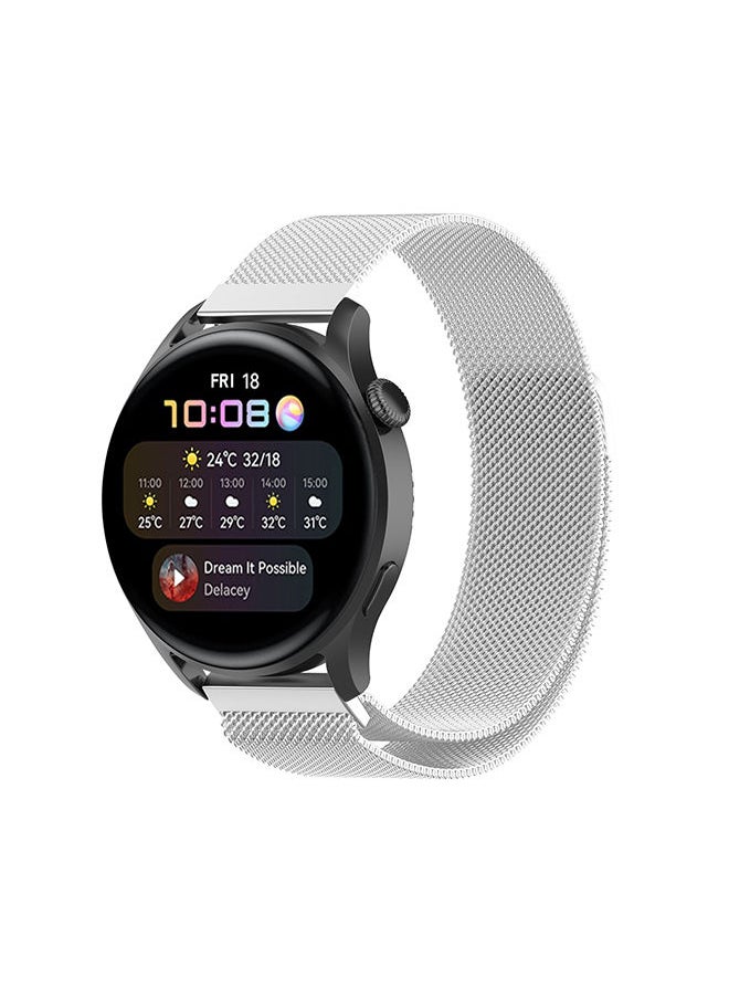 TWEGGON - Milanese Replacement Strap 22MM Band Compatible with Huawei Watch GT 4 46mm/ GT 3/ GT2 46MM/ Huawei Watch 4 pro 48mm/ Samsung Galaxy Watch 3 45mm,Gear S3 Classic/S3  Frontier Silver - Image 1