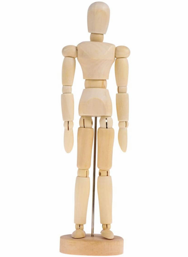 NIBEMINENT Wood 8" Male, Artist Drawing Manikin Articulated Mannequin with Base and Flexible Body, Draw Painting Model Jointed Doll, Perfect for The Human Figure or Home Desktop Decoration  - Image 1