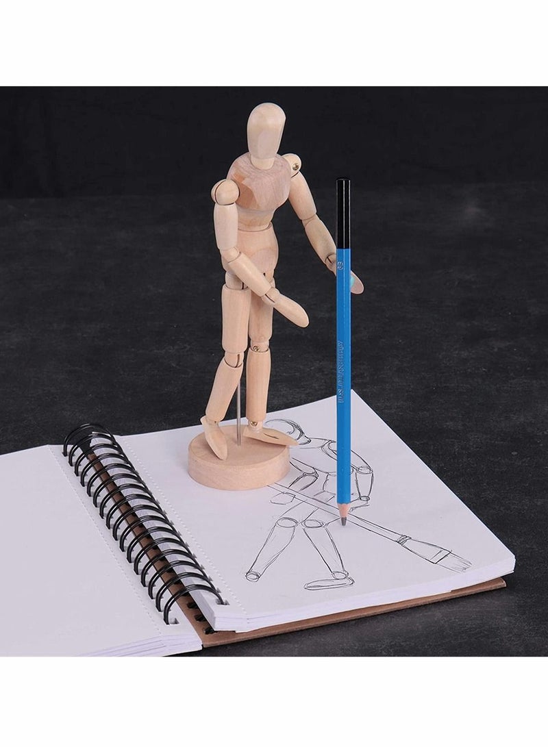 NIBEMINENT Wood 8" Male, Artist Drawing Manikin Articulated Mannequin with Base and Flexible Body, Draw Painting Model Jointed Doll, Perfect for The Human Figure or Home Desktop Decoration  - Image 5