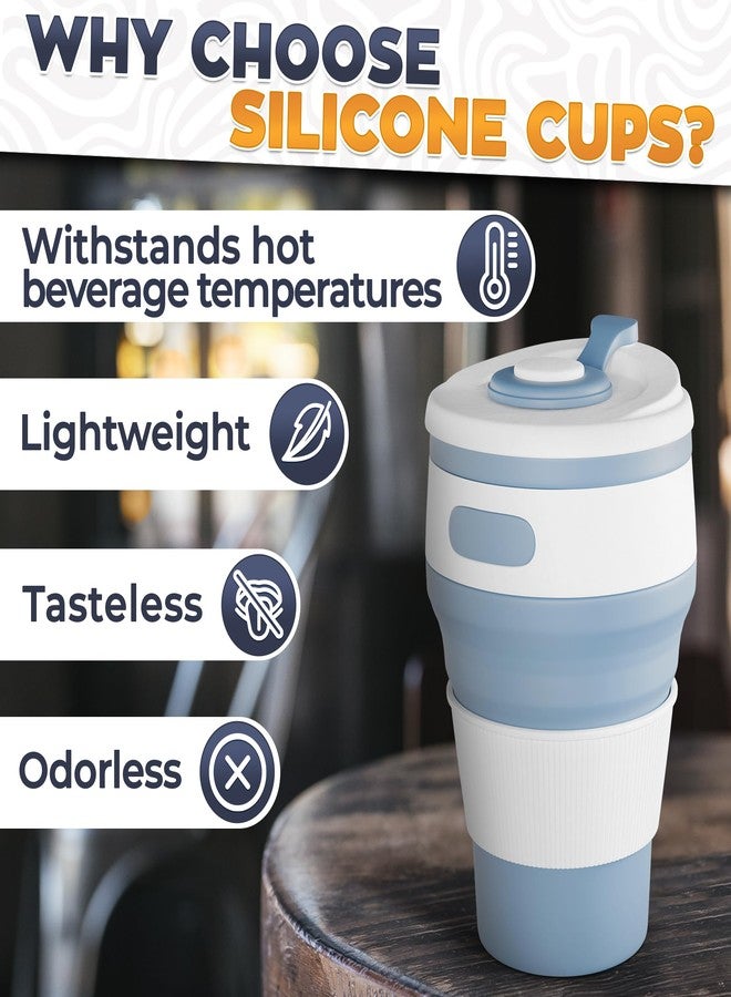 Tesorrio 2Pcs Collapsible Cups for Traveling - Collapsible Cup with Lid Travel Coffee Tumbler Reusable Collapsible Coffee Cup Christmas Cups - Camping Cups Collapsible Travel Cup Insulated Coffee Mug with Lid - Image 3