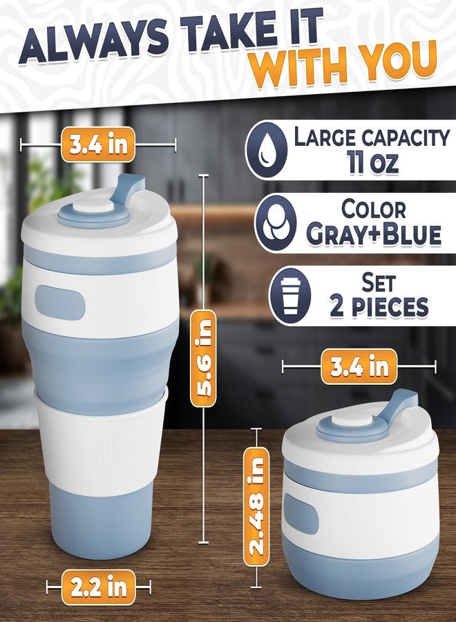 Tesorrio 2Pcs Collapsible Cups for Traveling - Collapsible Cup with Lid Travel Coffee Tumbler Reusable Collapsible Coffee Cup Christmas Cups - Camping Cups Collapsible Travel Cup Insulated Coffee Mug with Lid - Image 2