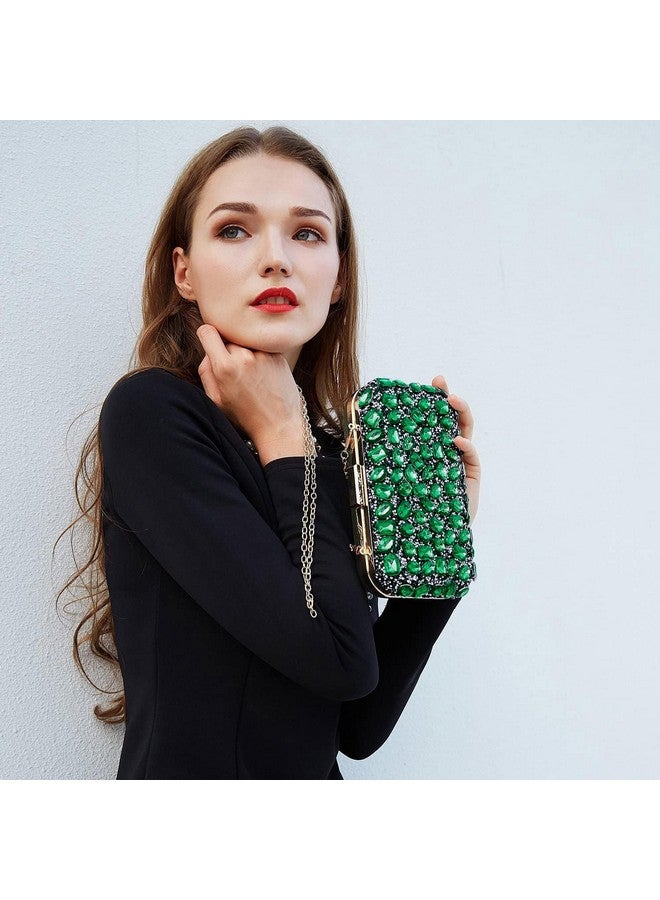 Milisente Clutch Purses For Women Crystal Clutches Evening Bags Gemstone Clutch Purse For Wedding Formal(Green) - Image 1