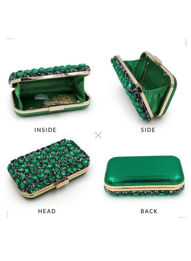 Milisente Clutch Purses For Women Crystal Clutches Evening Bags Gemstone Clutch Purse For Wedding Formal(Green) - Image 4