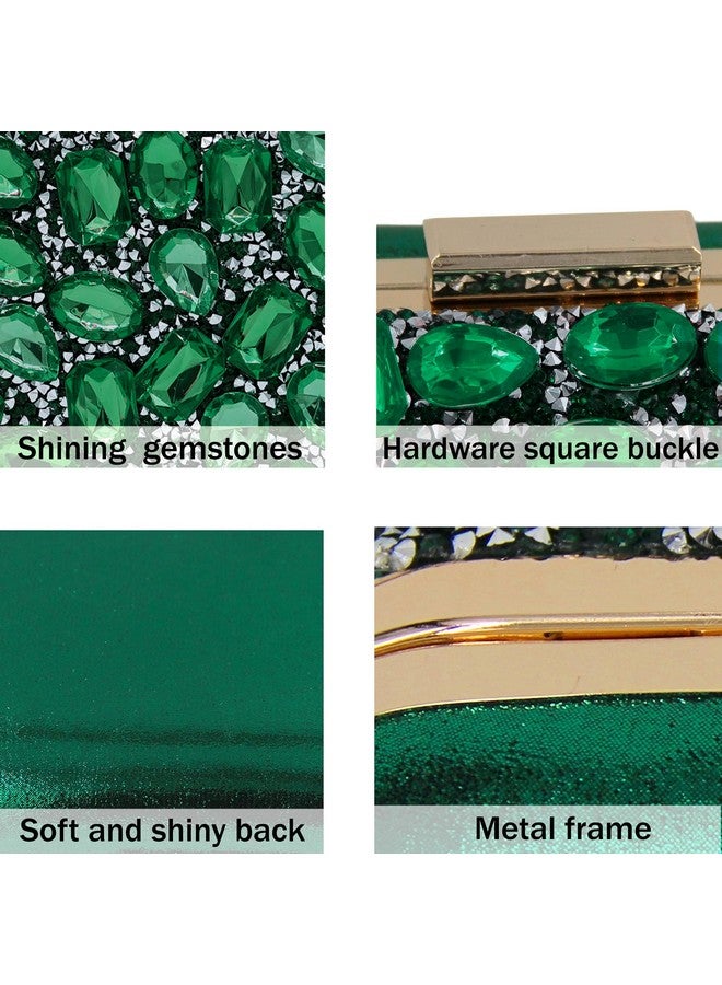 Milisente Clutch Purses For Women Crystal Clutches Evening Bags Gemstone Clutch Purse For Wedding Formal(Green) - Image 3