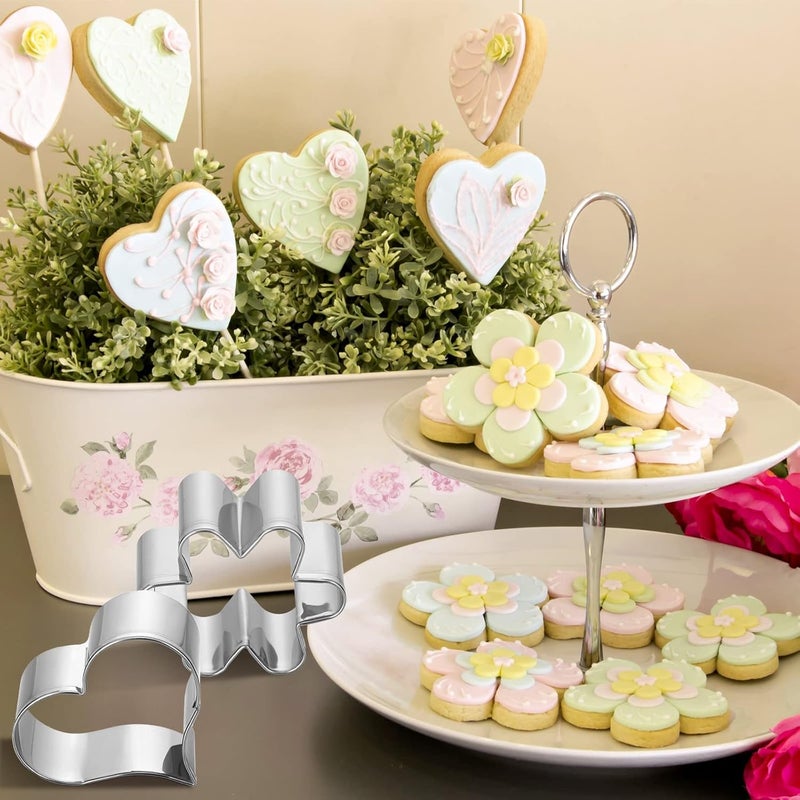 Kacctyen 12 Pcs Large Groovy Cookie Cutter Set Hippie Cookie Cutter Stainless Steel Flower Rainbow Sunglasses Bus Heart Baking Molds for Two Groovy One Birthday Party Kitchen Baking Biscuit - Image 4