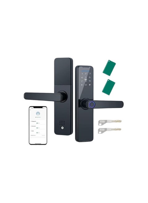 Smart Door Lock CaninKart Biometric Fingerprint With Multiple Unlock Methods, Keyless Entry, Tuya App Control, Modern Design, WF-H6 - Black