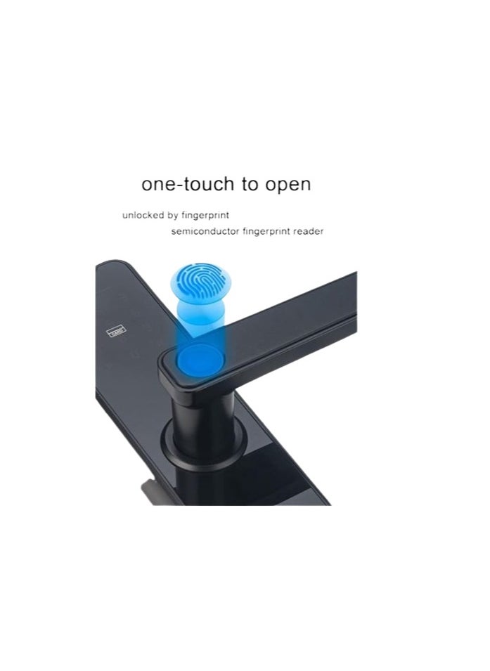 Smart Door Lock CaninKart Biometric Fingerprint With Multiple Unlock Methods, Keyless Entry, Tuya App Control, Modern Design, WF-H6 - Black