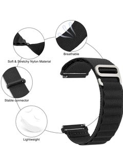 Generic 22mm Stretch Nylon Metal Alpine Loop Woven Strap For Oraimo Watch 2 Pro OSW-32- Smart Watch - BLACK  - Image 2