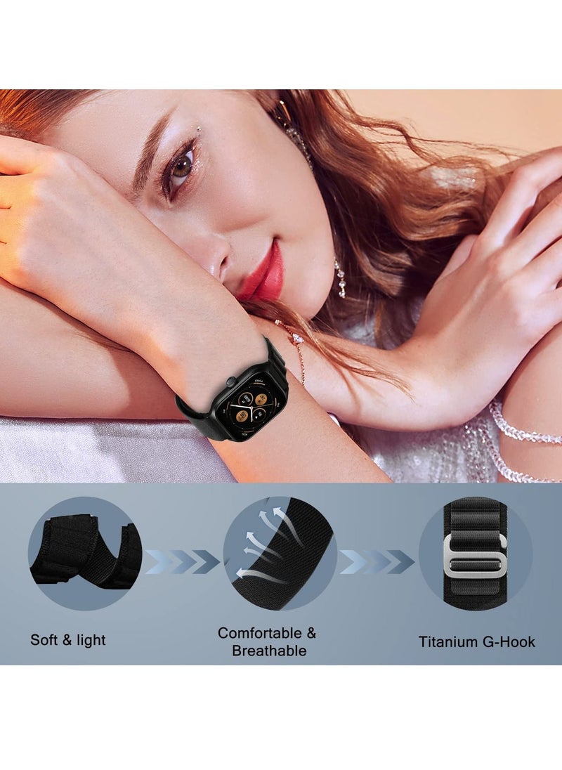 Generic 22mm Stretch Nylon Metal Alpine Loop Woven Strap For Oraimo Watch 2 Pro OSW-32- Smart Watch - BLACK  - Image 5