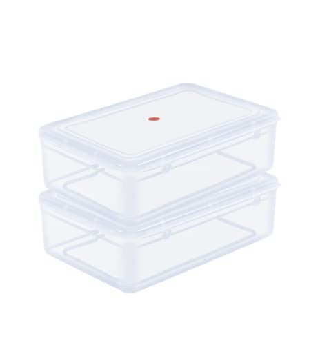 SHOPATHON INDIA IN88 Clear Transparent Plastic Storage Box Organizer Medium Size Container With Lid Lock For Multipurpose Stationery Cosmetics Combo 2 Same Size 29 x 19 x 8 cmRectangular - Image 2