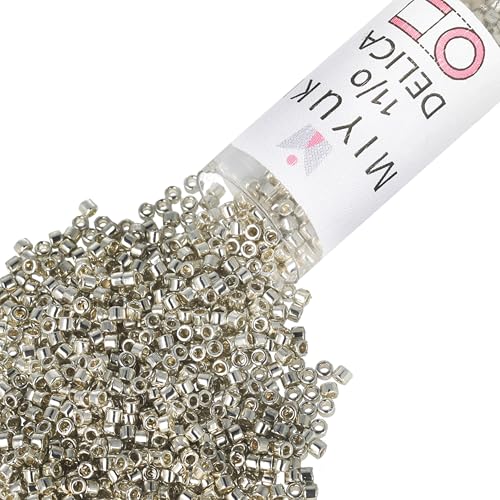 Miyuki Delica Seed Beads – Size 11/0 (1.6 mm), DB0035, Galvanized Silver, 7.2 g, Approx. 1440 Beads, Made in Japan - Image 1
