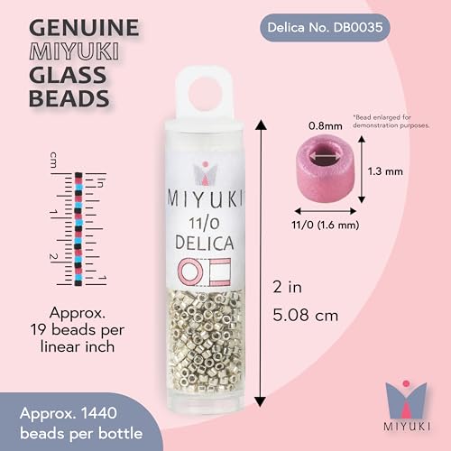 Miyuki Delica Seed Beads – Size 11/0 (1.6 mm), DB0035, Galvanized Silver, 7.2 g, Approx. 1440 Beads, Made in Japan - Image 3