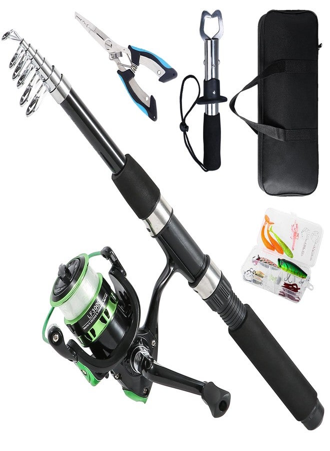 Tripquips Fishing Rod, 6.9ft Telescopic Fishing Rod and Reel Combo with Fishing Pliers and Lip Gripper Fishing Equipment, 5.2:1 Pre-Loaded Spinning Reel Combo Set Fishing Pole(LF30 Green) - Image 1
