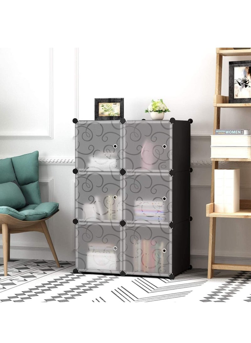DubaiGallery 6 -Cube Plastic Shoe Storage Organizer Units, Stackable Shoe Organizing Rack, Closed Shoe Organizer Boxes Bins with Doors, Space Saving Shoe Storage Cabinet for Heels, Boots, Slippers  - Image 3