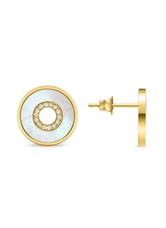 POLICE Saturn Gold-Plated Earrings - Mother-of-Pearl Inlays with Crystals for Modern Elegance - pzsku/Z5577540AE28503EE775DZ/45/_/1740468532/363efb5a-2c04-4096-9f0e-55d600cae310