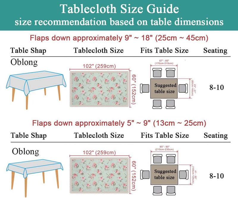 YEESSION Floral Print Rectangle Tablecloth 60 x 102 Inch Stain Resistant and Waterproof Wine Table Cover for Kitchen Dining Indoor Outdoor Buffet Tabletop Decoration (Light Green) - Image 3