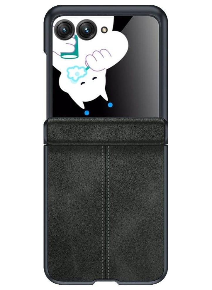 غطاء متوافق مع هاتف Motorola Razr 50 Ultra، مزود بحماية للشاشة، مصنوع من جلد PU، غطاء خلفي رقيق لحماية أنيقة وفاخرة، ومضاد للسقوط لهاتف Razr 50 Ultra.
