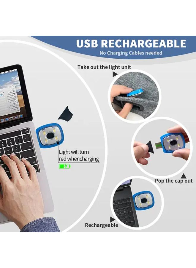 4pcs USB Rechargeable LED Lights For Beanie Hat Craft Kits Easy Install Replaceable Headlamp Cap DIY Unisex Hands Free Headlight Hats For Hiking Biking Camping Walking Running Fishing Handsfree Illumination Portable - Image 5