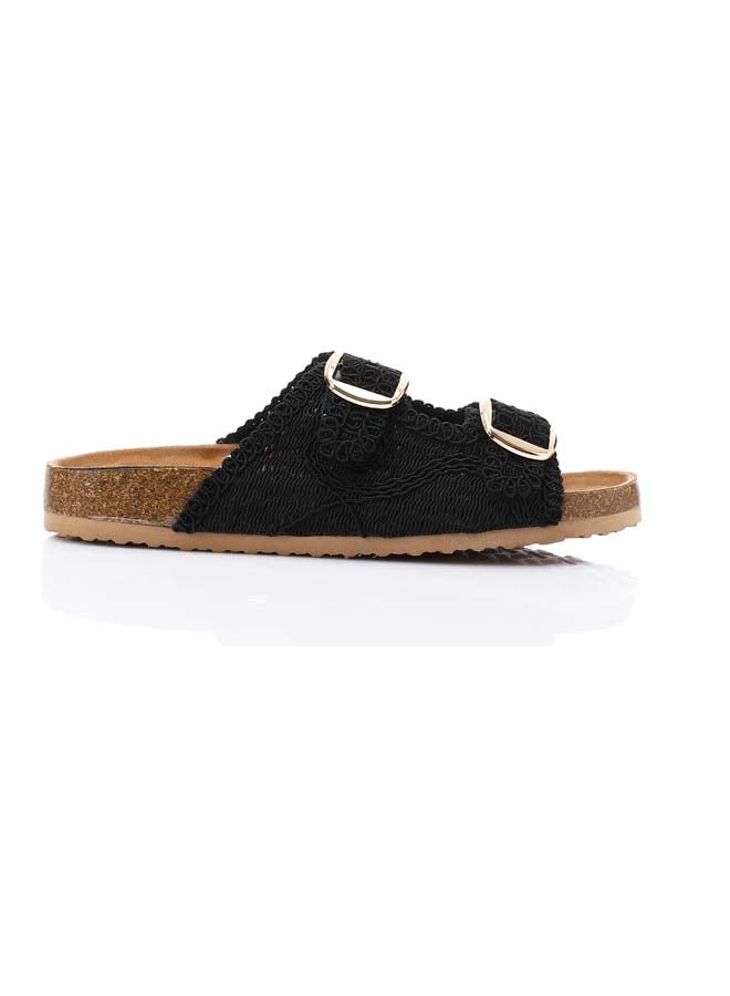 DejaVu Lace Breeze Buckle Slipper - Black  - Image 1