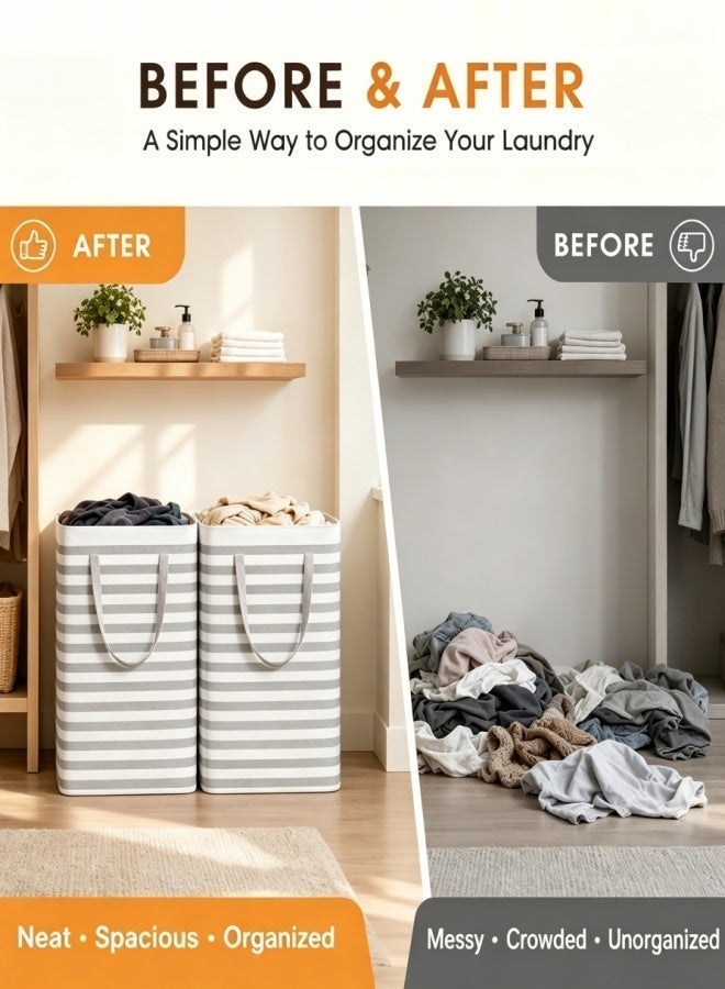 Large Laundry Basket 75L Foldable Storage Basket Collapsible Clothes Washing Laundry Hamper with Easy Carry Handle Freestanding Large Laundry Basket Collapsible Laundry Bag for Clothes, Blankets, Towels - Image 3