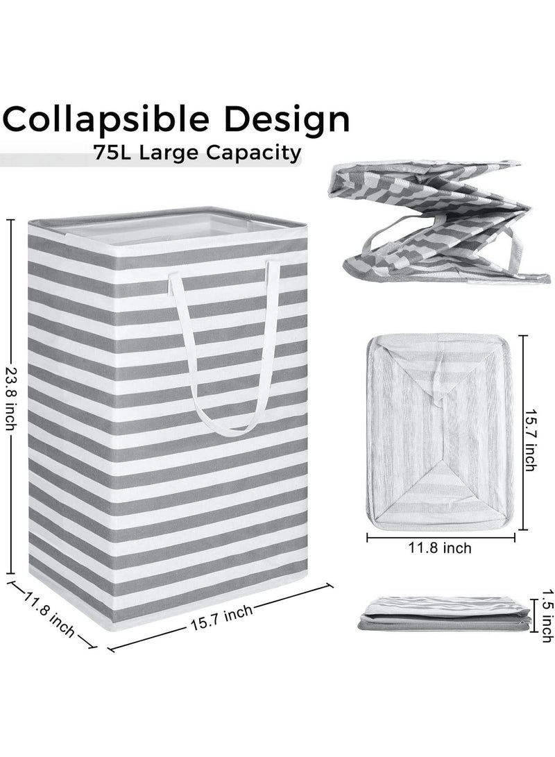 Large Laundry Basket 75L Foldable Storage Basket Collapsible Clothes Washing Laundry Hamper with Easy Carry Handle Freestanding Large Laundry Basket Collapsible Laundry Bag for Clothes, Blankets, Towels - Image 2