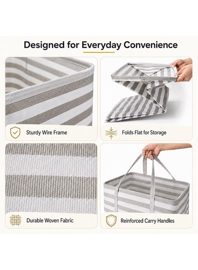 Large Laundry Basket 75L Foldable Storage Basket Collapsible Clothes Washing Laundry Hamper with Easy Carry Handle Freestanding Large Laundry Basket Collapsible Laundry Bag for Clothes, Blankets, Towels - Image 4