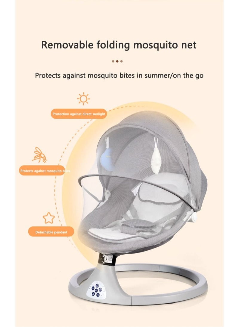 Arabest Upgrade Baby Swing for Infants, Electric Bluetooth Swing, Music Speaker with 10 Preset Lullabies, Remote Control, Gray - Image 2