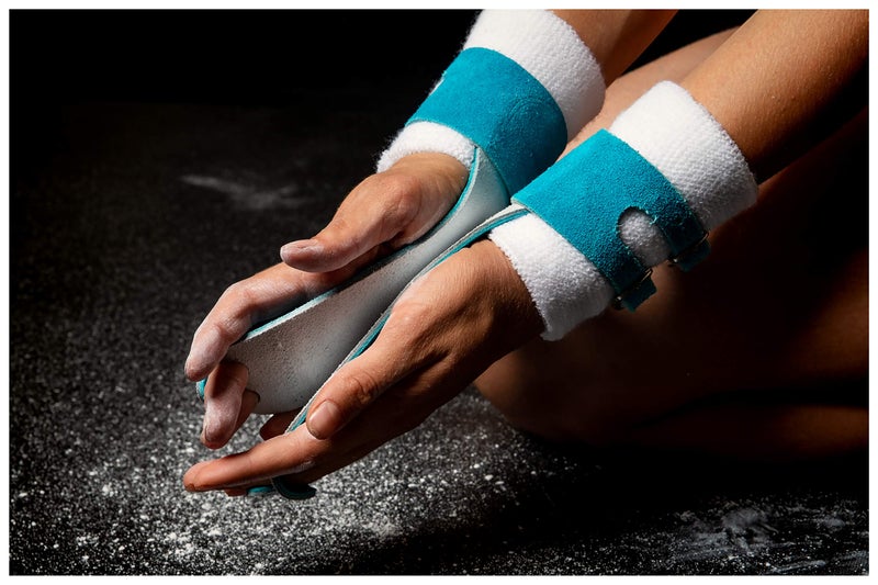 LEVIERO Gymnastics Grips Set Narrow Squeeze, Grips for Gymnastics Girls, Dowel Grips with Soft Leather, Double Buckle Wrist Closure, and Adjustable Finger Holes, for All Ages - (Aqua, 0) - Image 2