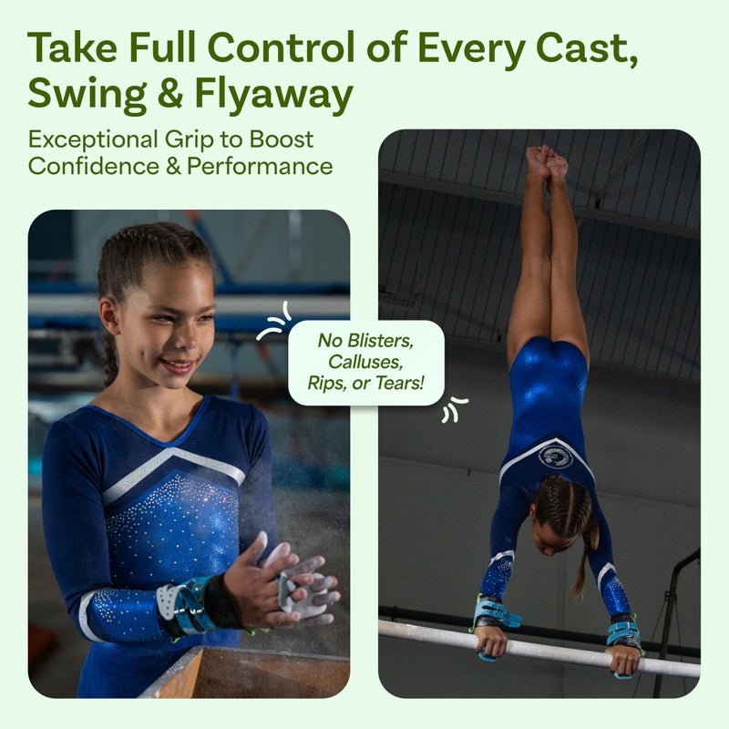 LEVIERO Gymnastics Grips Set Narrow Squeeze, Grips for Gymnastics Girls, Dowel Grips with Soft Leather, Double Buckle Wrist Closure, and Adjustable Finger Holes, for All Ages - (Aqua, 0) - Image 3
