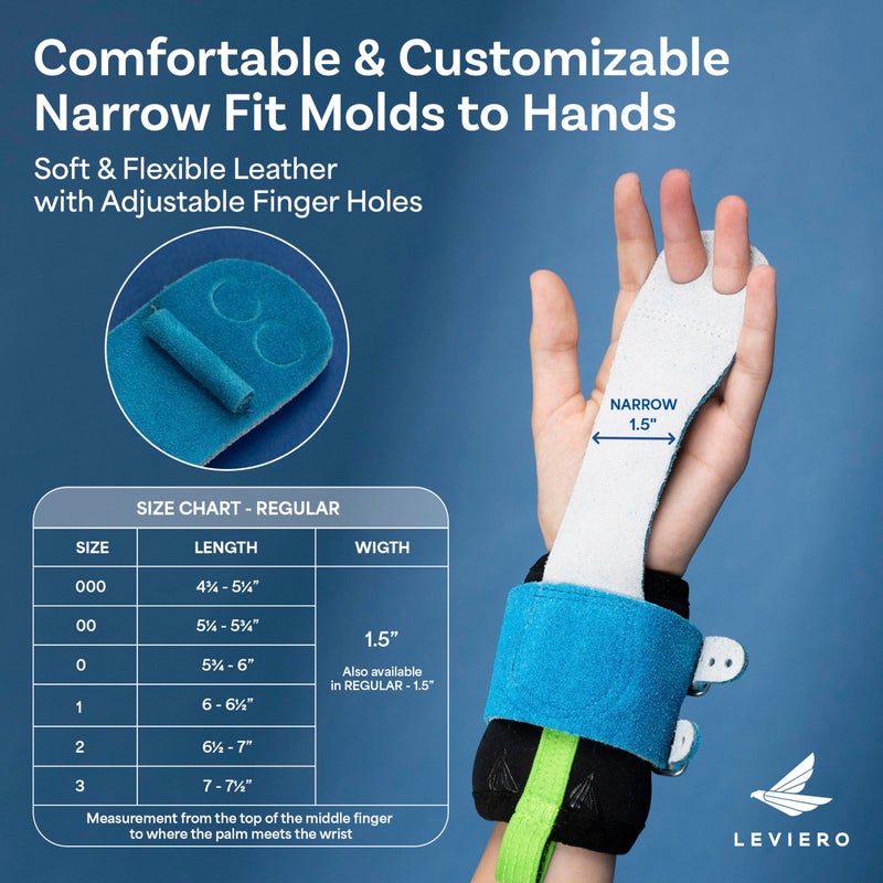 LEVIERO Gymnastics Grips Set Narrow Squeeze, Grips for Gymnastics Girls, Dowel Grips with Soft Leather, Double Buckle Wrist Closure, and Adjustable Finger Holes, for All Ages - (Aqua, 0) - Image 5
