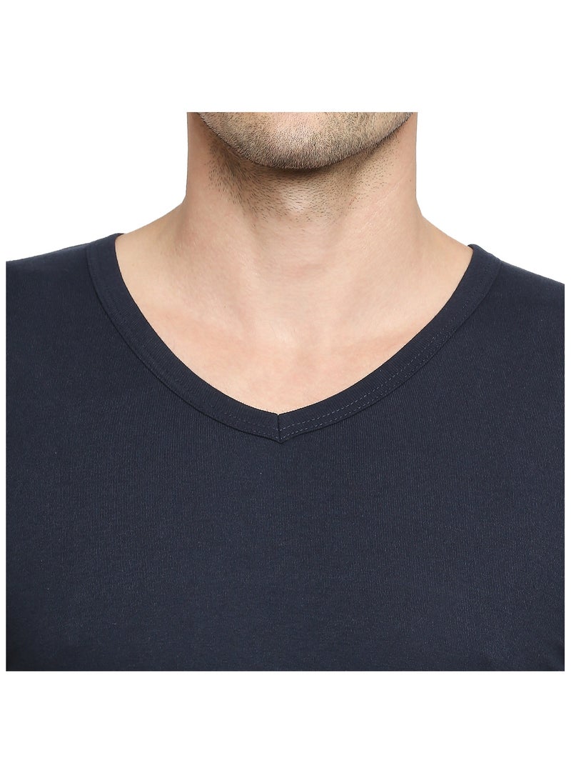 BYC Mens Cotton Undershirt V Neck Navy Blue  - Image 4
