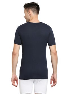 BYC Mens Cotton Undershirt V Neck Navy Blue  - Image 3