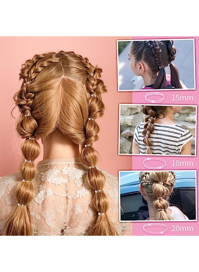 YGDZ Clear Elastics Hair Ties 2000 PCS Transparent Rubber Bands for Hair Hair Accessories for Girls Women Kids Toddlers 3 Sizes Includes 2 Hair Tools and 1 Rat Tail Comb - Image 3