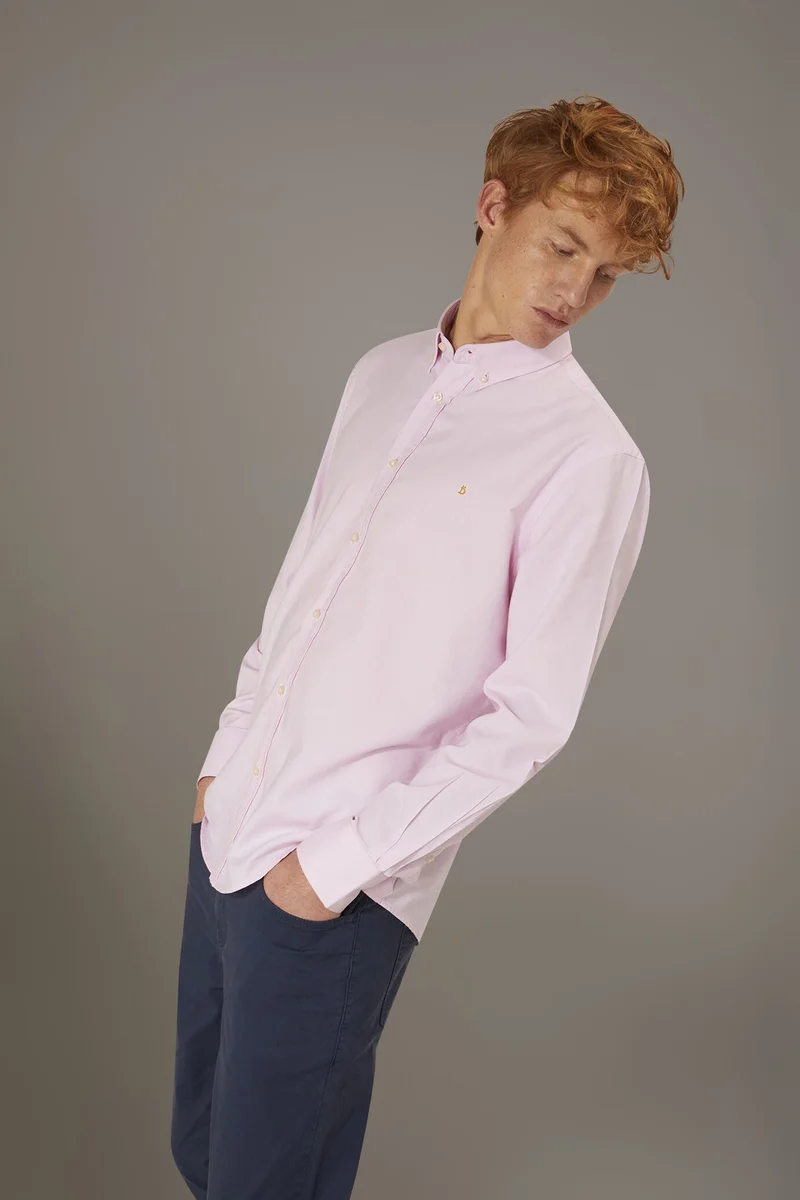 Washed shirt button down collar comfrot - Rose