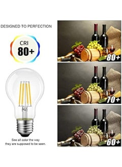 HUA QIANG WANG Vintage E27 Edison Bulbs LED Light Bulbs 40W Equivalent, 2700K Warm White, Antique Clear Glass Decorative Bulbs, A60 4W LED Filament Bulbs, Pack of 10,Yellow Light  - Image 4