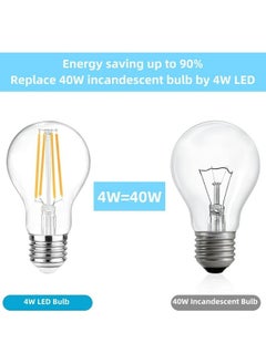 HUA QIANG WANG Vintage E27 Edison Bulbs LED Light Bulbs 40W Equivalent, 2700K Warm White, Antique Clear Glass Decorative Bulbs, A60 4W LED Filament Bulbs, Pack of 10,Yellow Light  - Image 2