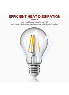 HUA QIANG WANG Vintage E27 Edison Bulbs LED Light Bulbs 40W Equivalent, 2700K Warm White, Antique Clear Glass Decorative Bulbs, A60 4W LED Filament Bulbs, Pack of 10,Yellow Light  - Image 5