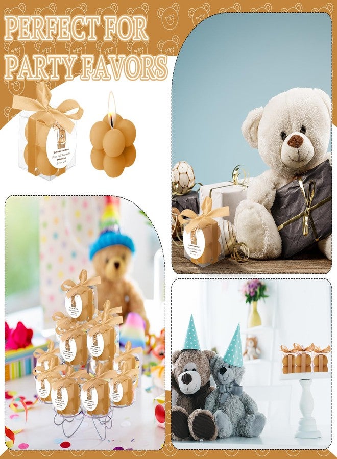 MTLEE 24 Sets Bear Baby Shower Favors Small Bubble Candle Baby Shower Favors for Guests Tea Candles Bulk with Stylish Ribbons Cards Gifts Party Decoration(Champagne,Bear) - Image 4