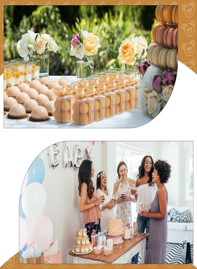 MTLEE 24 Sets Bear Baby Shower Favors Small Bubble Candle Baby Shower Favors for Guests Tea Candles Bulk with Stylish Ribbons Cards Gifts Party Decoration(Champagne,Bear) - Image 3