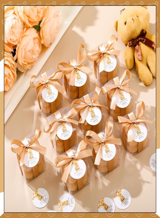 MTLEE 24 Sets Bear Baby Shower Favors Small Bubble Candle Baby Shower Favors for Guests Tea Candles Bulk with Stylish Ribbons Cards Gifts Party Decoration(Champagne,Bear) - Image 2