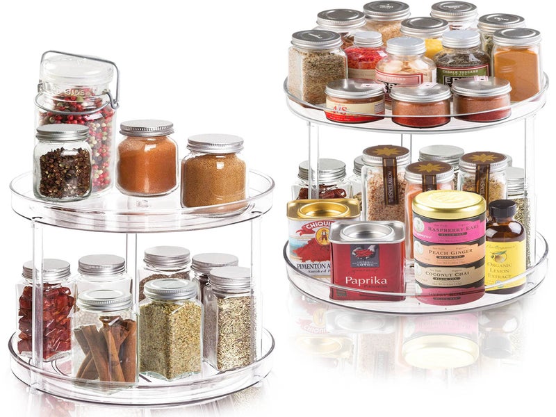 Adoco 2 Tier Lazy Susan Bathroom Organizer, 9.25Inch Clear 360 Rotating Makeup Organizer for Vanity, Skincare Organizers Perfume Organizer, Spice Rack Organizer for Cabinet- Home Organization and Storage - Image 5