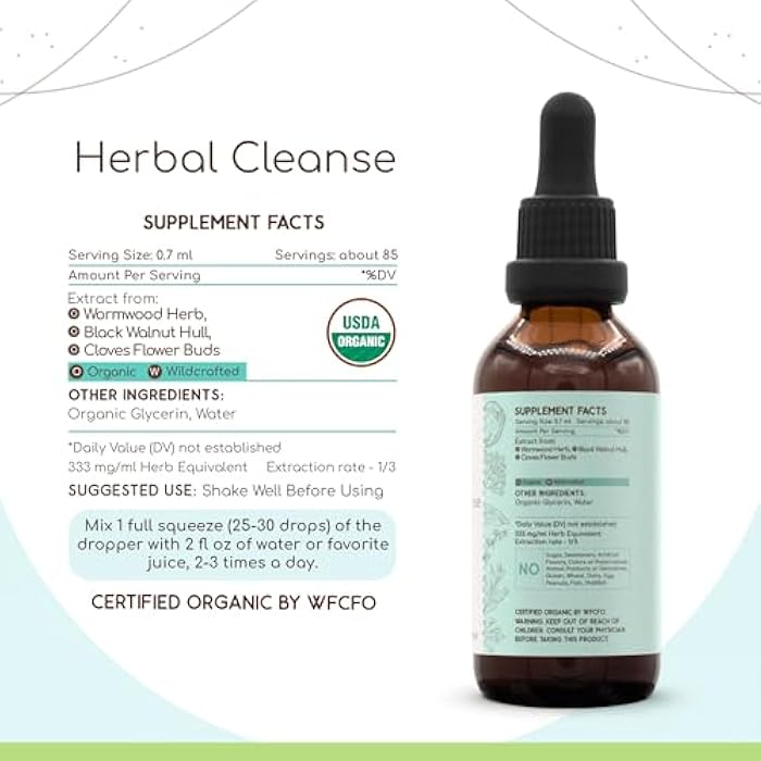 HerbEra تنتشر هيرب إيرا لتنظيف الأعشاب العضوية خالية من الكحول | صيغة التخلص والتنظيف، مكمل مستخلص | عشبة الشيح العضوي، قشرة الجوز الأسود، براعم زهور القرنفل | مستخلص التطهير (2 أونصة سائلة) - Image 3