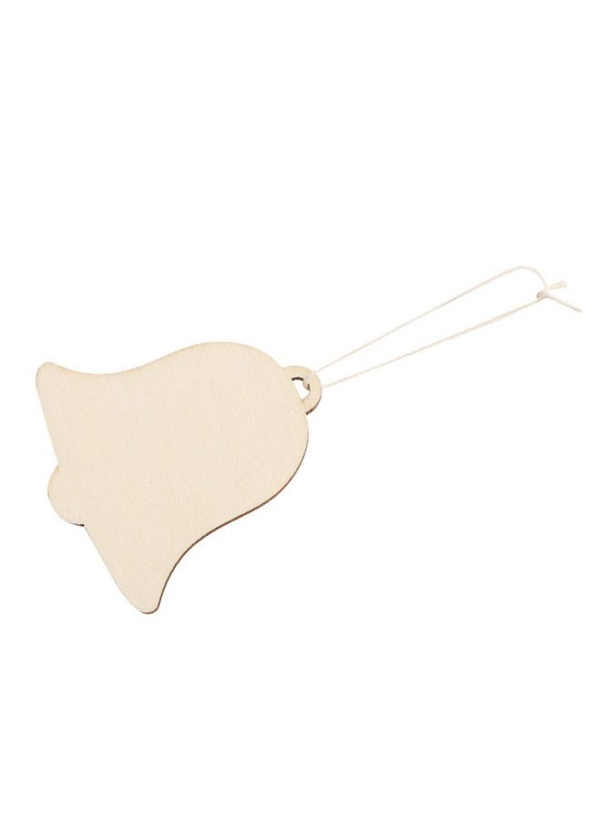HEALLILY Unfinished Christmas Wooden Ornaments Bell Shape Wood Cutouts Silices Hanging Embellishments Crafts For Holiday Hanging Decoration 10Pcs  - Image 3