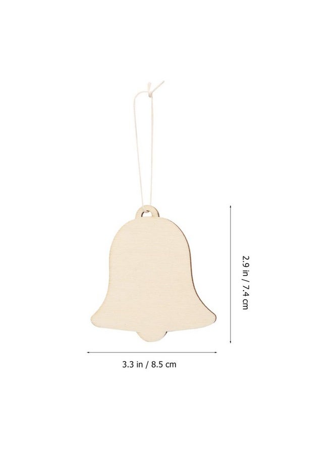 HEALLILY Unfinished Christmas Wooden Ornaments Bell Shape Wood Cutouts Silices Hanging Embellishments Crafts For Holiday Hanging Decoration 10Pcs  - Image 2